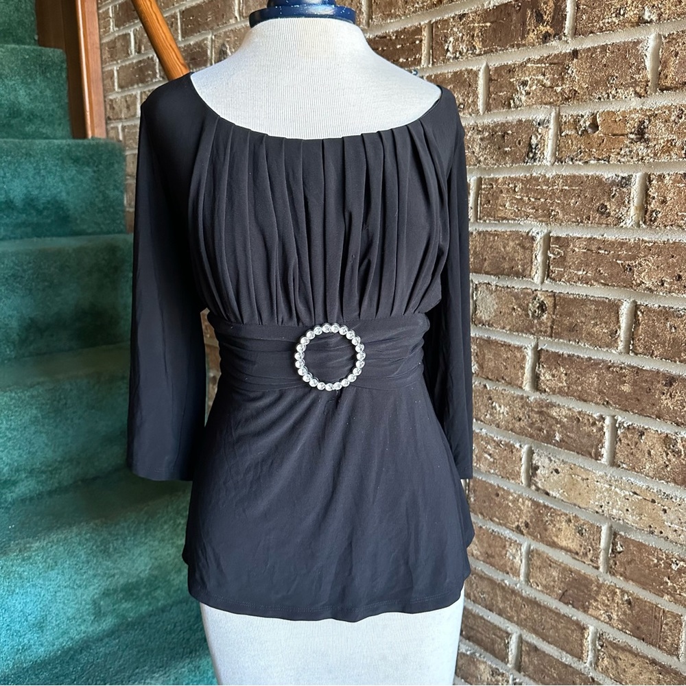 VTG Y2K 90s Metal Ring Cinch Waist Babydoll Milkmaid Slinky Blouse